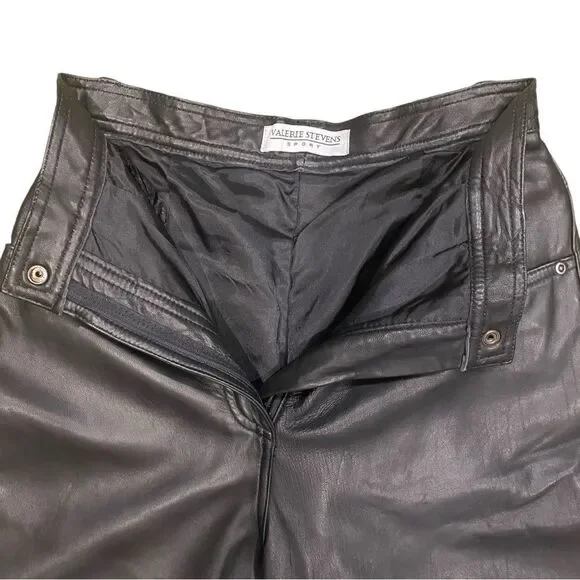 Vintage Valerie Stevens Sport 100% Lambskin Leather High Waisted Pants Women’s 6